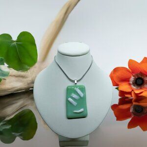 Fun fused glass surfing hang loose necklace Unique artisan made original jewelry